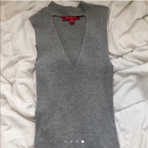 Guess Grey deep v choker tank top - Picture 4 of 4